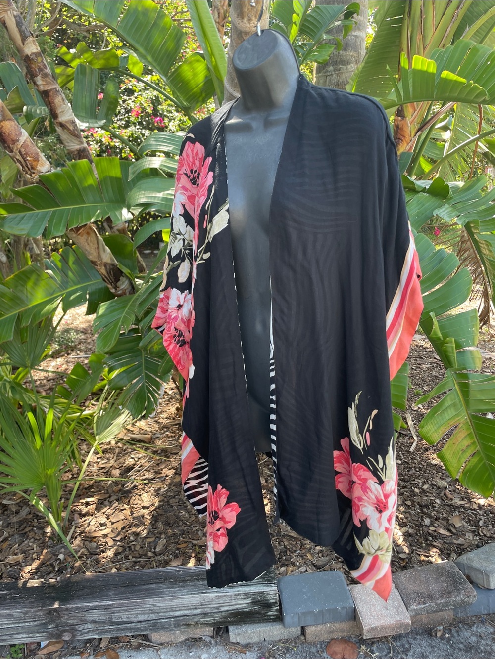 zebra print and floral border or scarf, print topper jacket